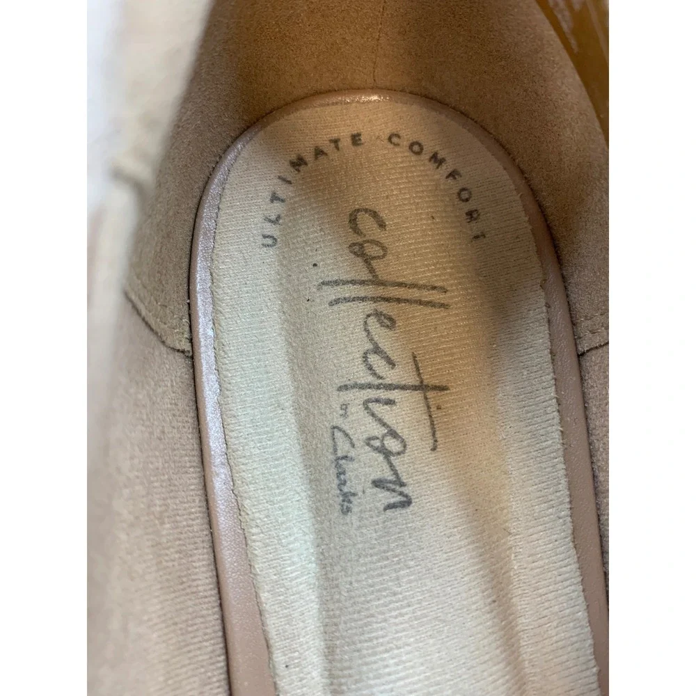 Clarks Women's Tan Suede Wedge Pumps Comfort Tan 7.5 Casual Shoes
